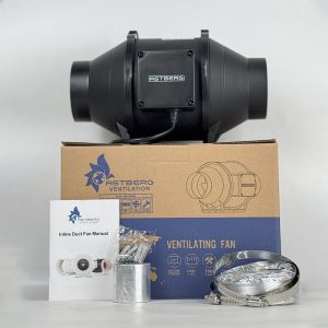 ASTBERG AF-100 100mm/4”198CMH 117 CFM Premium Black Silent Mixed-Flow Duct Exhaust Fan