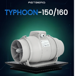 Astberg TYPHOON150/160 150mm/6 570CMH Silent Mix Flow/Circular Inline Duct Fan
